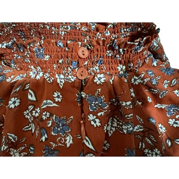 Nina Leonard Smocked Flutter Sleeve Floral Print Lined Midi Dress Flattering SzL - Picture 7 of 7